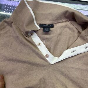 Marconi Men's Polo in Light Brown with White Trim